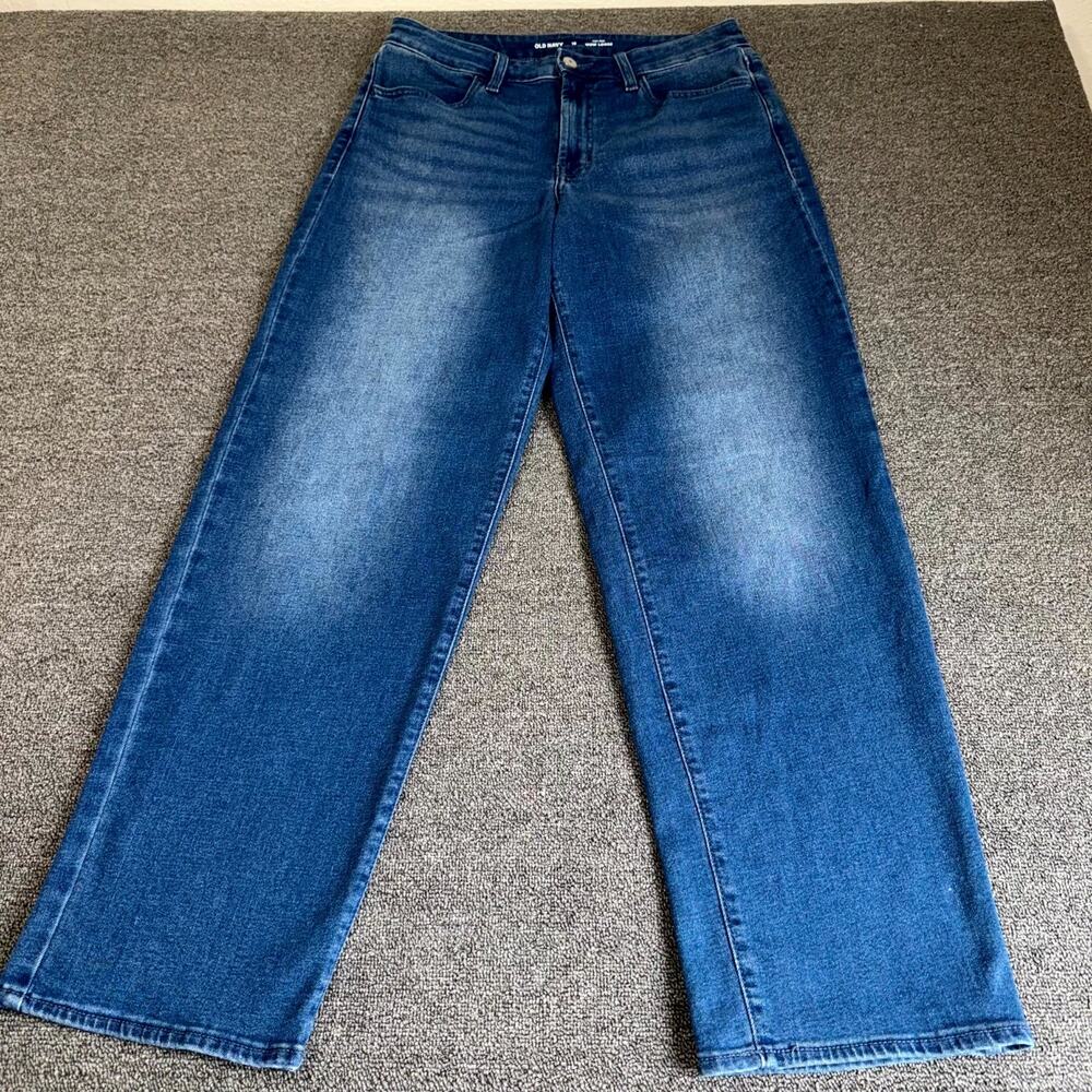 Old Navy High Rise Wow Loose Jeans Women 10 Blue Denim Medium Wash Casual Wear